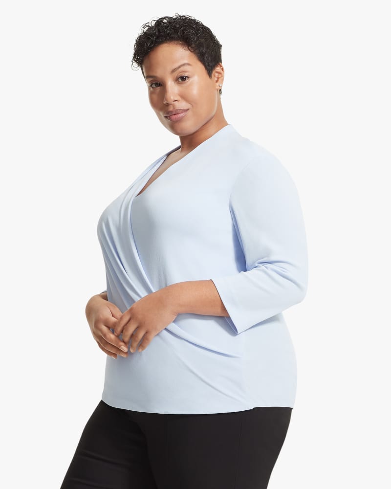Front of plus size Deneuve Faux-Wrap Top by M.M.LaFleur | Dia&Co | dia_product_style_image_id:160690